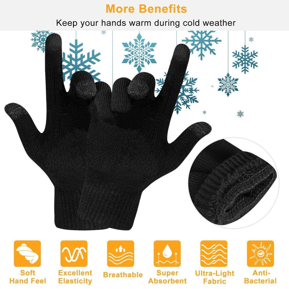 Unisex Winter Knit Gloves Touchscreen Outdoor Windproof Cycling Skiing Warm Gloves Image 2