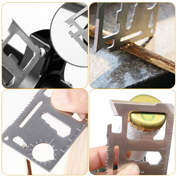 11 In 1 Stainless Steel Multi-tool Credit Card Wallet Portable Survival Pocket Tool Beer Can Opener Knife Fruit Peeler Image 6