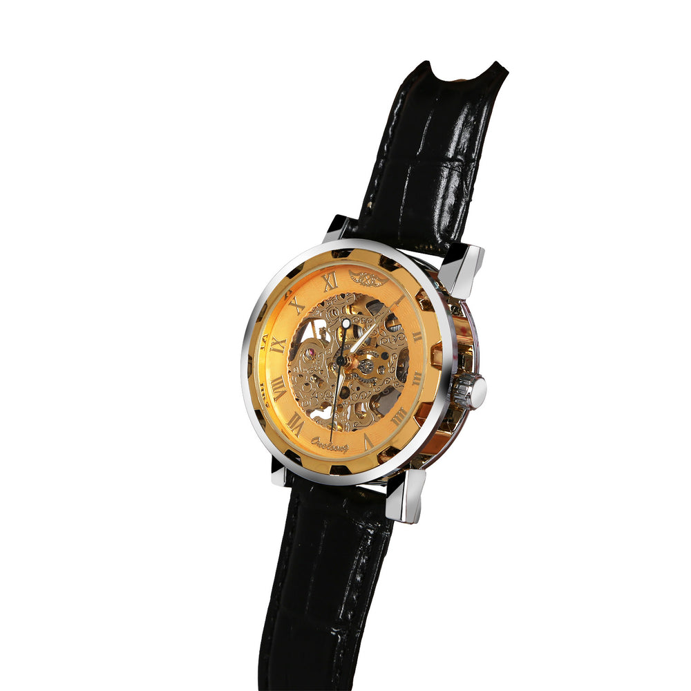 Gold Dial Skeleton Mechanical Watch Image 2