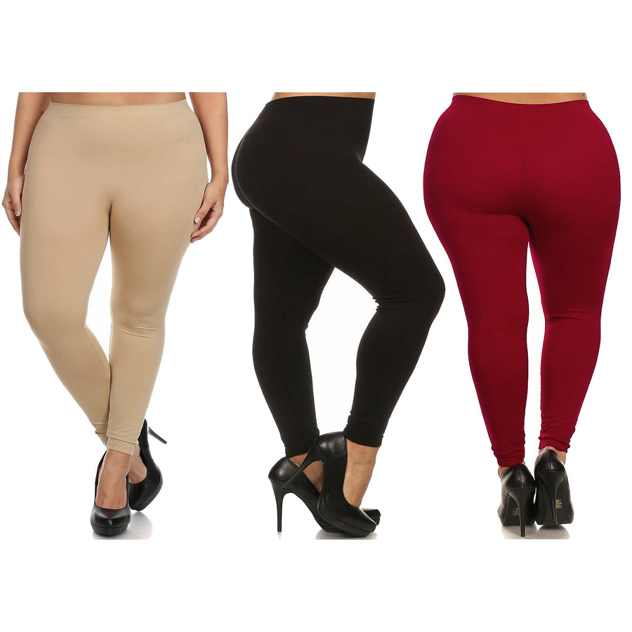 Multi-Pack: Plus Size Womens Casual Ultra-Soft Workout Yoga Leggings Image 1
