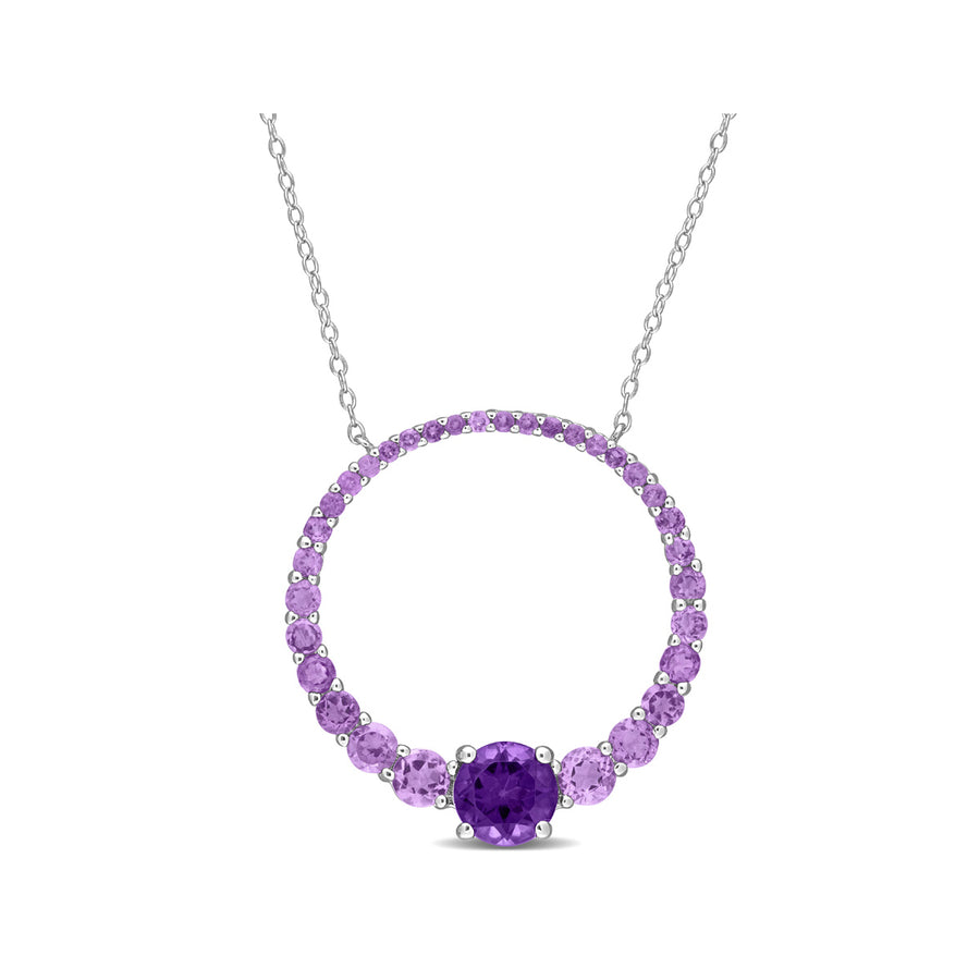 3.00 Carat (ctw) African Amethyst Circle of Life Pendant Necklace in Sterling Silver with Chain Image 1