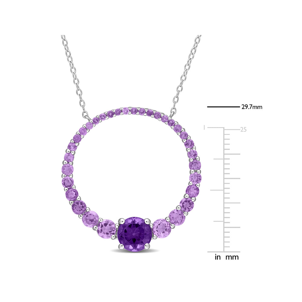 3.00 Carat (ctw) African Amethyst Circle of Life Pendant Necklace in Sterling Silver with Chain Image 2