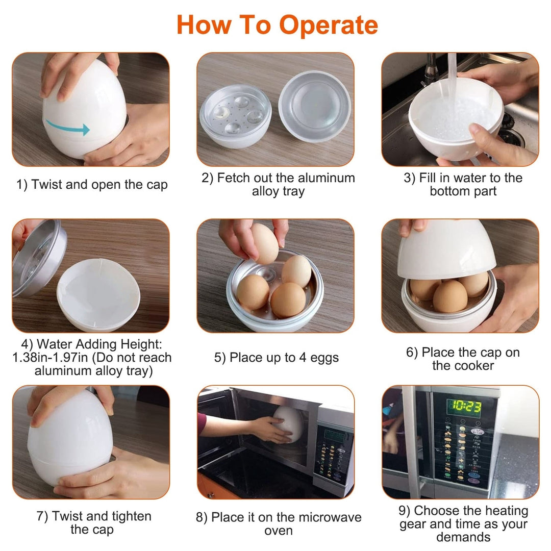 Microwave Egg Boiler Soft Medium Hard Egg Steamer Ball Shape Cooker up to 4 Eggs Dishwasher Safe Image 7