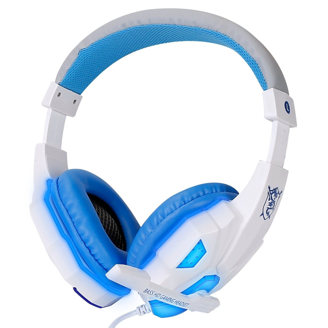 Gaming Headsets Stereo Bass Over Ear Headphones LED Light Earmuff with Mic 3.5mm Plug USB 6.89FT Cord Image 1