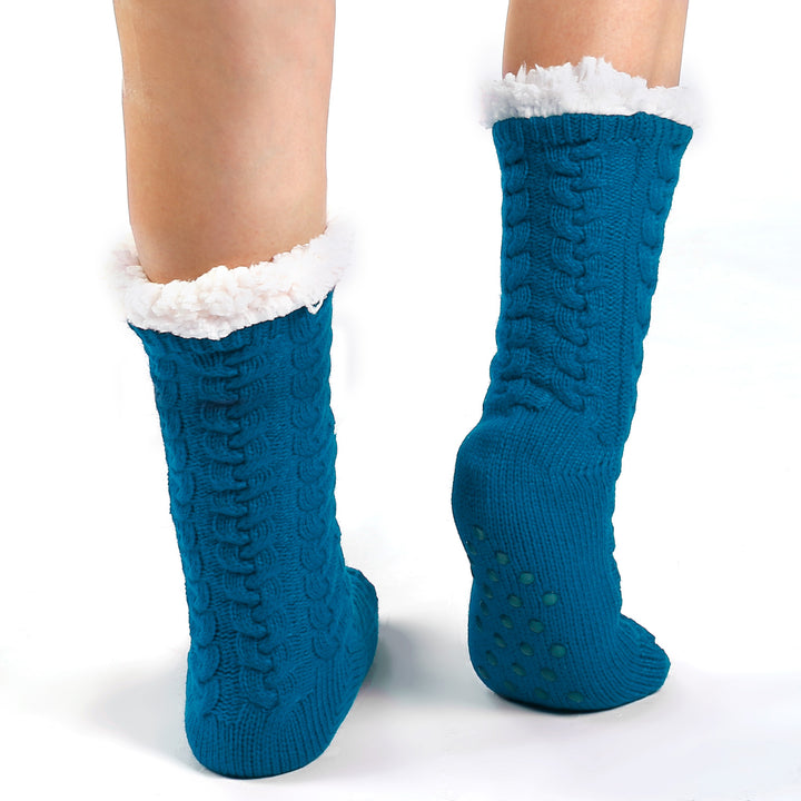 Winter Slipper Socks Winter Warm Fluffy Grip Floor Socks With Anti-Slip Grip For Women US 5.5-8.5 Image 6