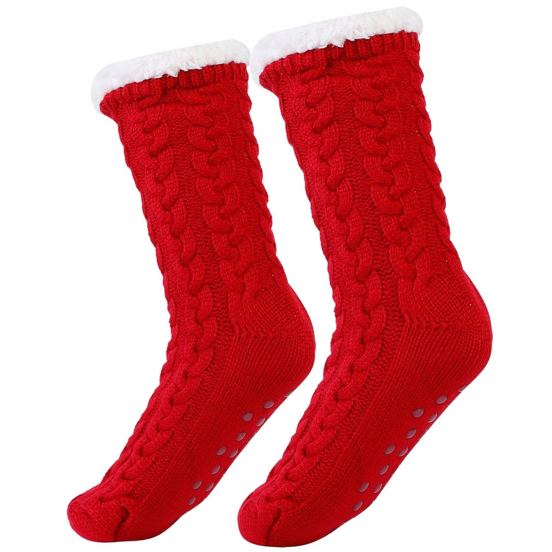 Winter Slipper Socks Winter Warm Fluffy Grip Floor Socks With Anti-Slip Grip For Women US 5.5-8.5 Image 8