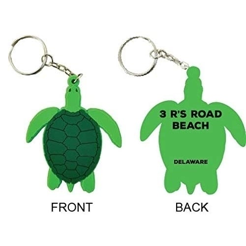 3 Rs Road Beach Delaware Souvenir Green Turtle Keychain Image 1