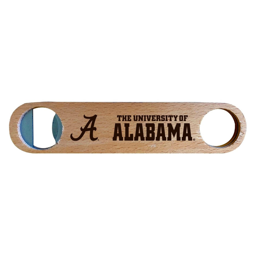 Alabama Crimson Tide NCAA Elegant Laser-Etched Wooden Bottle Opener - Collegiate Bar Accessory Image 1