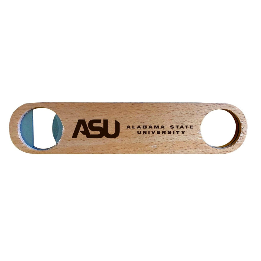 Alabama State University NCAA Elegant Laser-Etched Wooden Bottle Opener - Collegiate Bar Accessory Image 1