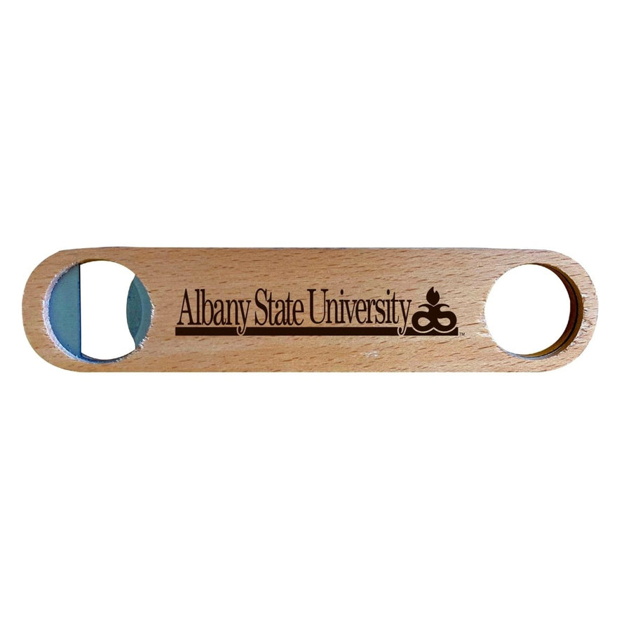 Albany State University NCAA Elegant Laser-Etched Wooden Bottle Opener - Collegiate Bar Accessory Image 1