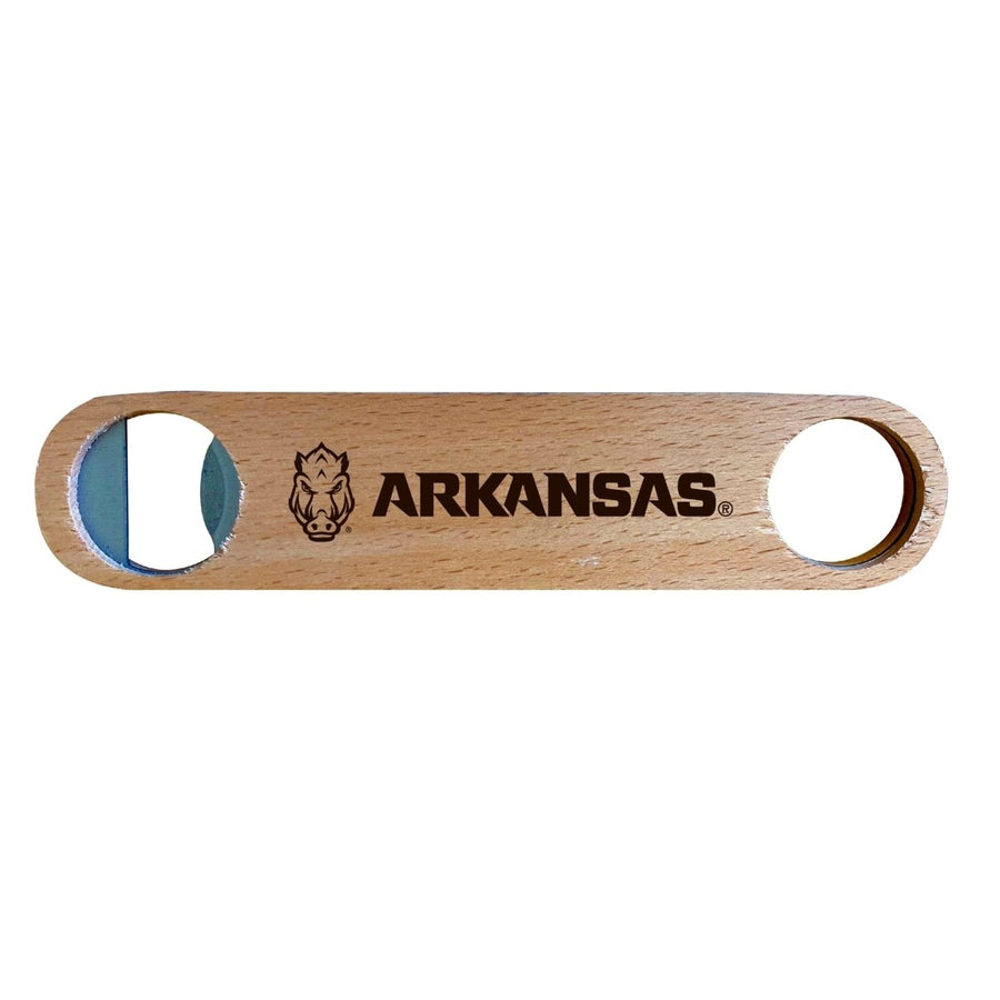 Arkansas Razorbacks NCAA Elegant Laser-Etched Wooden Bottle Opener - Collegiate Bar Accessory Image 1