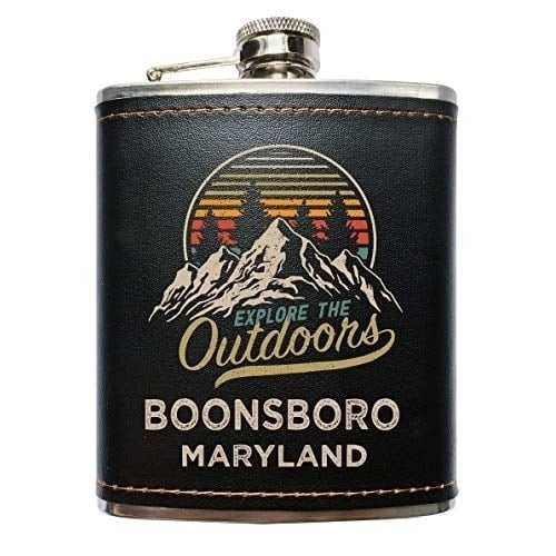 Boonsboro Maryland Black Leather Wrapped Flask Image 1