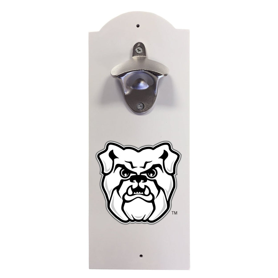 Butler Bulldogs Wall-Mounted Bottle Opener  Sturdy Metal with Decorative Wood Base for Home BarsRec Rooms and Fan Caves Image 1