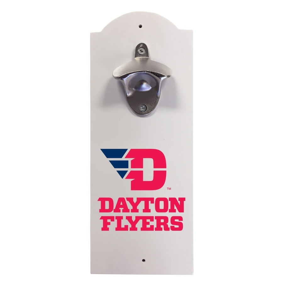 Dayton Flyers Wall-Mounted Bottle Opener  Sturdy Metal with Decorative Wood Base for Home BarsRec Rooms and Fan Caves Image 1