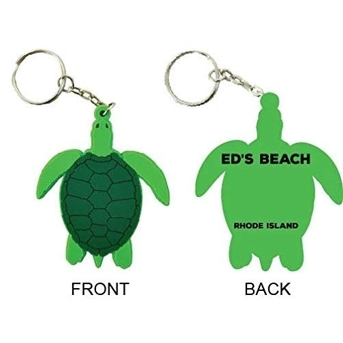 Eds Beach Rhode Island Souvenir Green Turtle Keychain Image 1