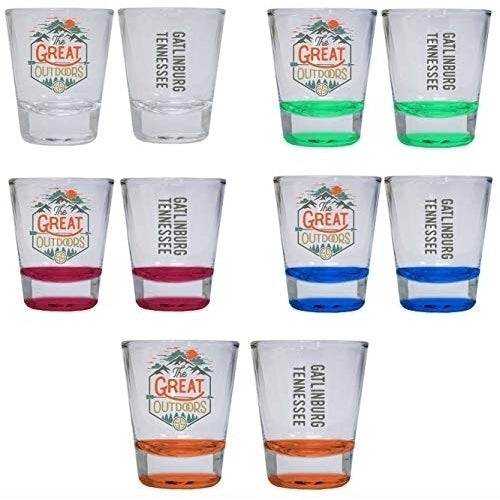 Gatlinburg Tennessee The Great Outdoors Camping Adventure Souvenir Round Shot Glass (Green4-Pack) Image 1
