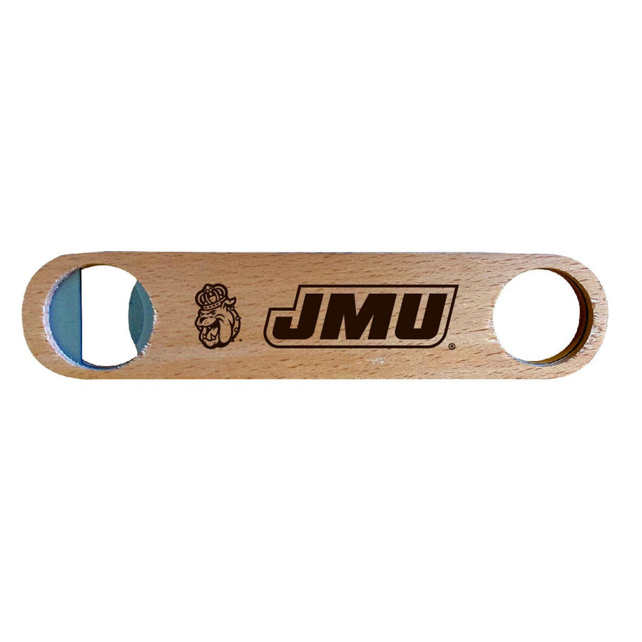 James Madison Dukes NCAA Elegant Laser-Etched Wooden Bottle Opener - Collegiate Bar Accessory Image 1