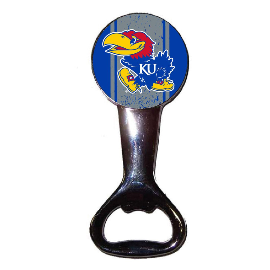 Kansas Jayhawks Officially Licensed Magnetic Metal Bottle Opener - Tailgate and Kitchen Essential Image 1