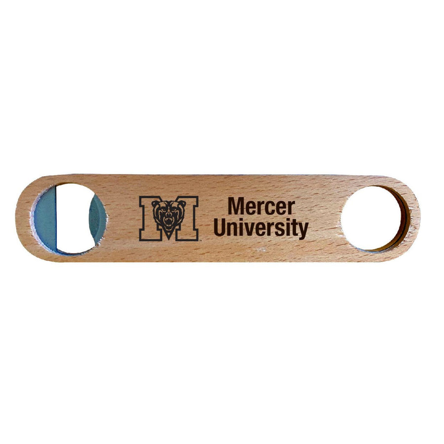 Mercer University NCAA Elegant Laser-Etched Wooden Bottle Opener - Collegiate Bar Accessory Image 1