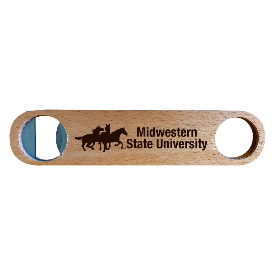 Midwestern State University Mustangs NCAA Elegant Laser-Etched Wooden Bottle Opener - Collegiate Bar Accessory Image 1