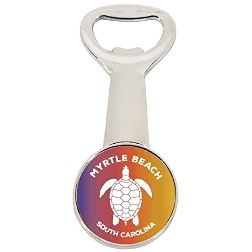 Myrtle Beach South Carolina Rainbow Turtle Design Souvenir Magnetic Bottle Opener Image 1