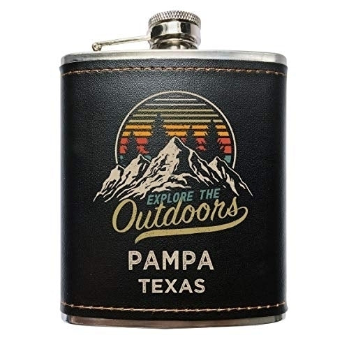 Pampa Texas Black Leather Wrapped Flask Image 1