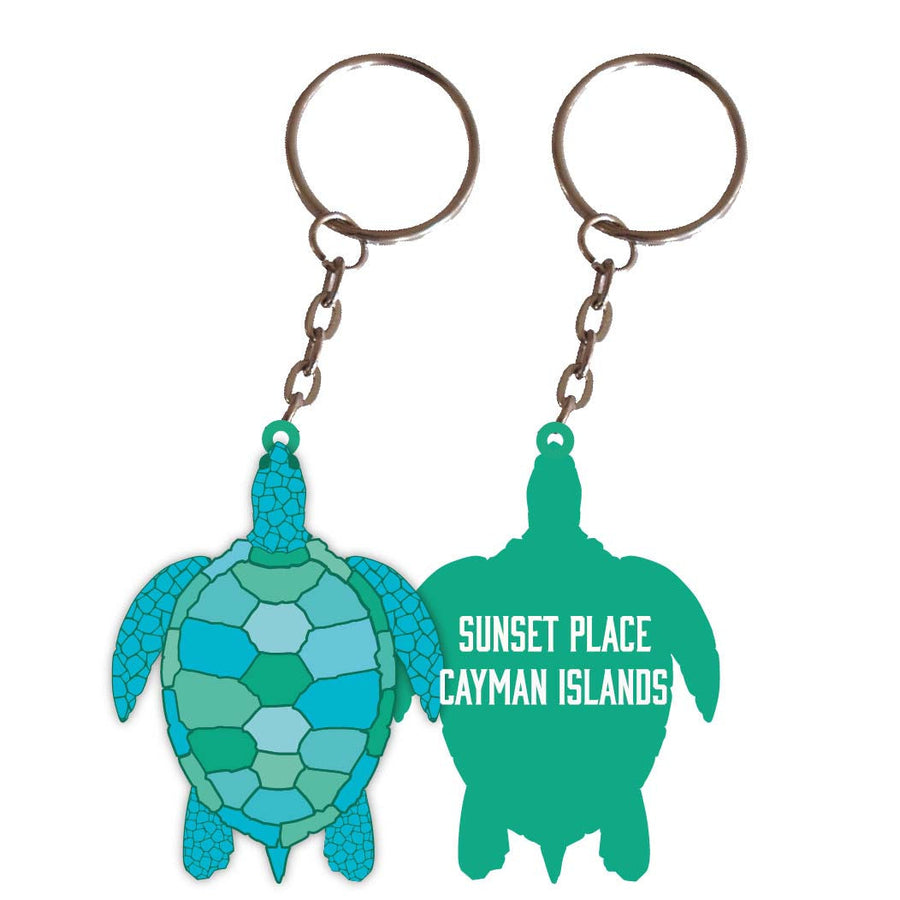 Sunset Place Cayman Islands Turtle Metal Keychain Image 1