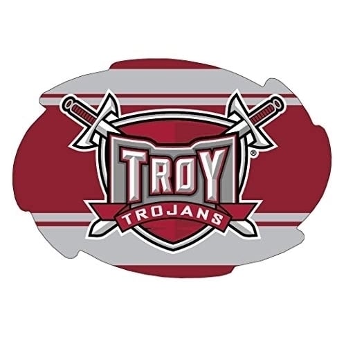 Troy University Stripe Design Swirl Shape 5x6-Inch NCAA High-Definition Magnet - Versatile Metallic Surface Adornment Image 1