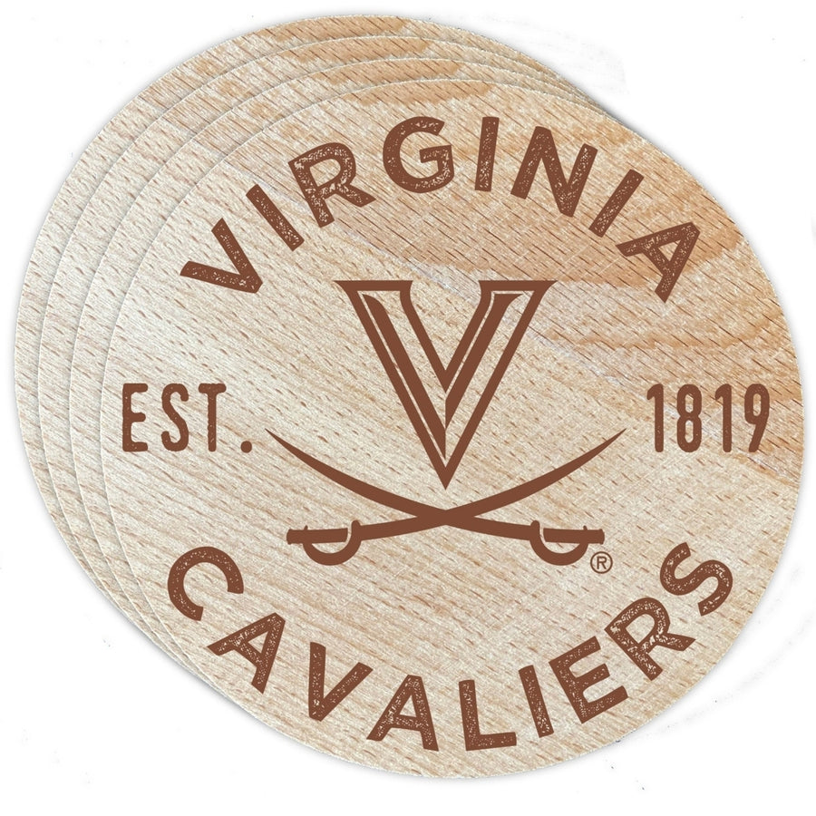 Virginia Cavaliers Officially Licensed Wood Coasters (4-Pack) - Laser EngravedNever Fade Design Image 1
