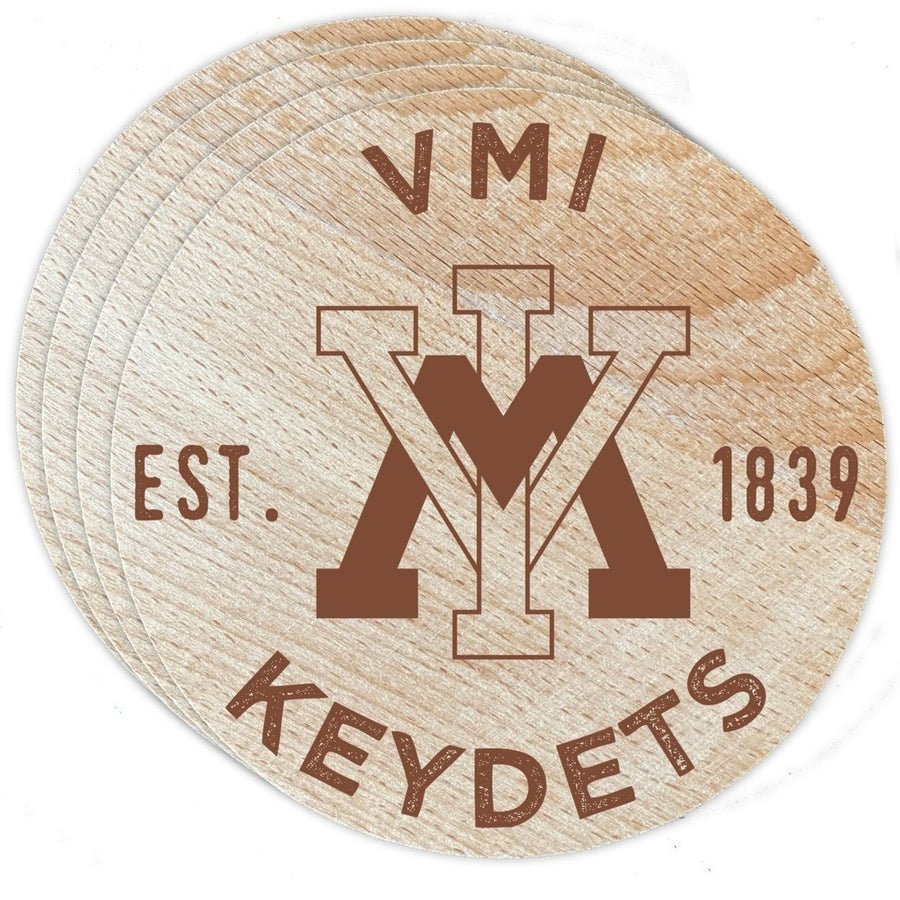 VMI Keydets Officially Licensed Wood Coasters (4-Pack) - Laser EngravedNever Fade Design Image 1
