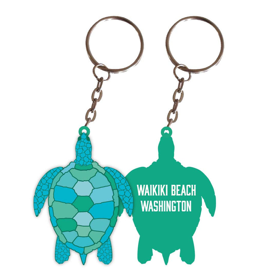 Waikiki Beach Washington Turtle Metal Keychain Image 1