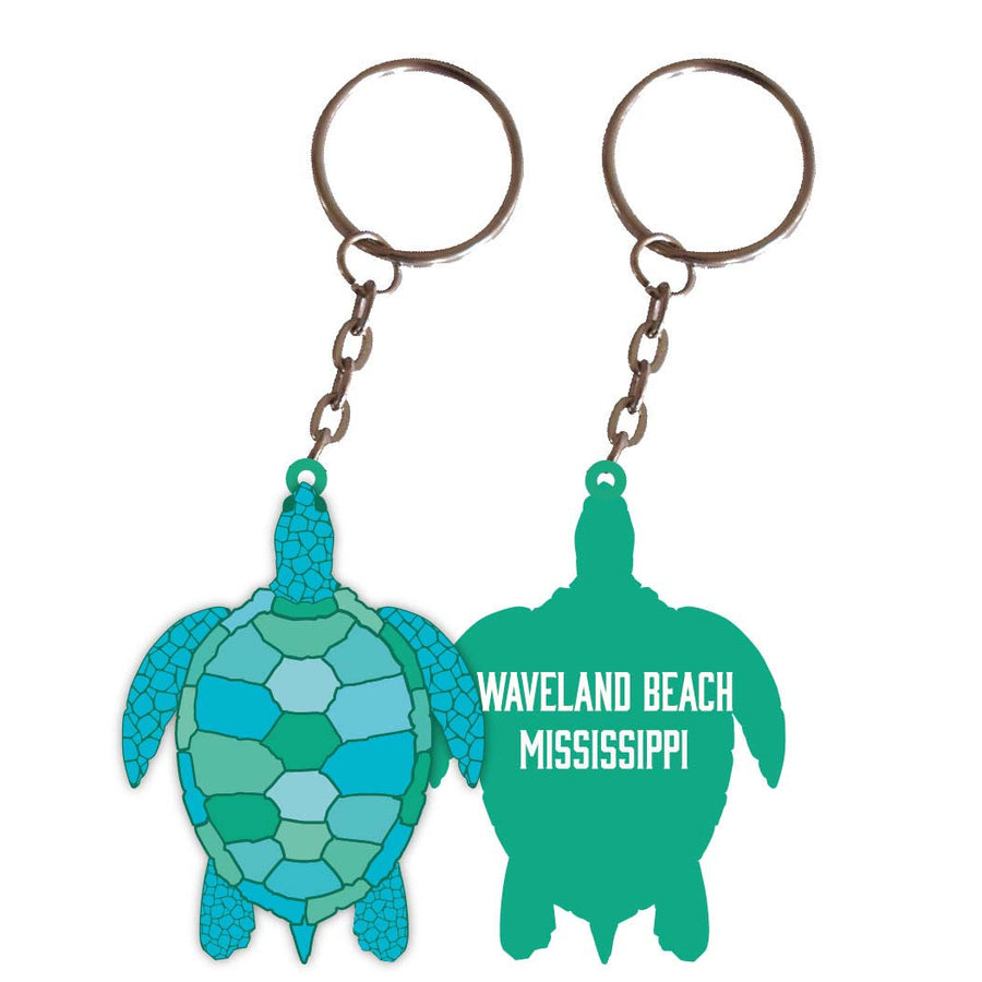 Waveland Beach Mississippi Turtle Metal Keychain Image 1
