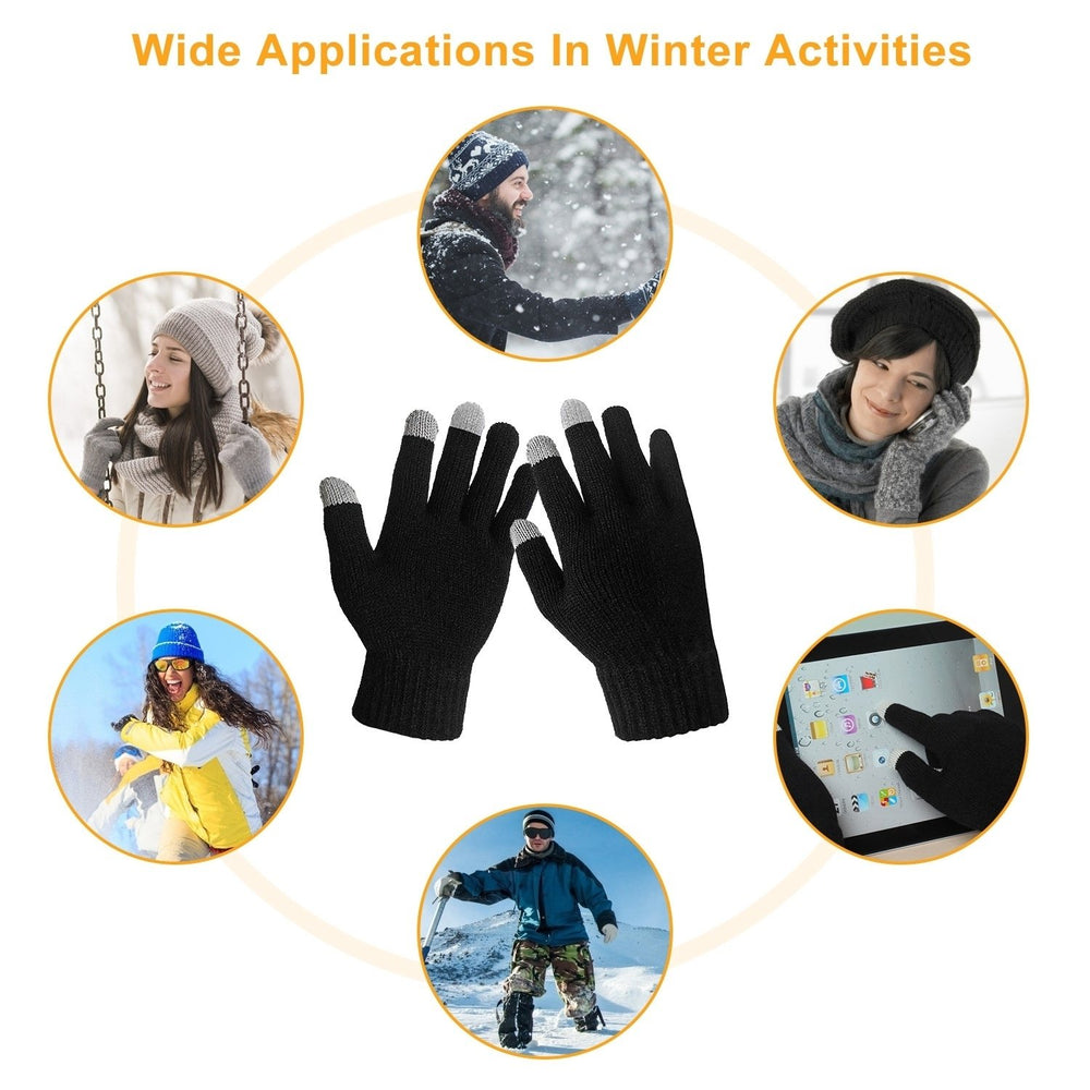 Unisex Touch Screen Gloves Full Finger Winter Warm Knitted Gloves For Warmth Running Cycling Camping Hiking Image 2