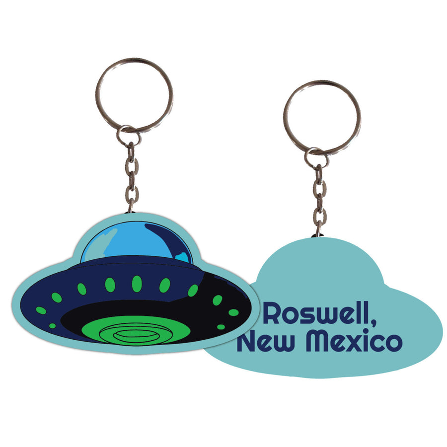 Roswell  Mexico Alien UFO Spaceship Metal Keychain Image 1