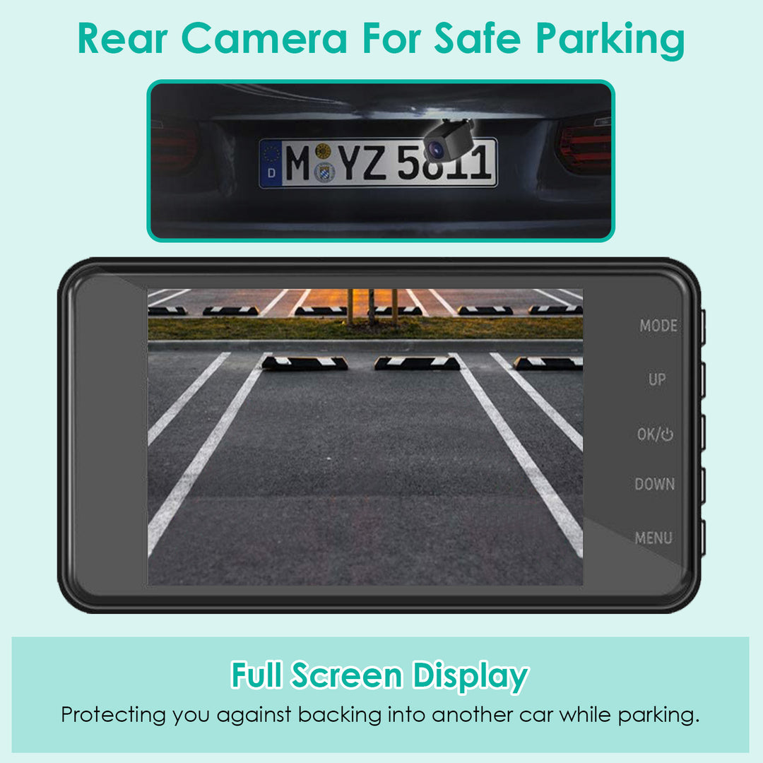 1080P Dual Dash Cam 4in Touch Screen Car Camera Recorder 170Degree HD Looping Recording Car DVR Image 4