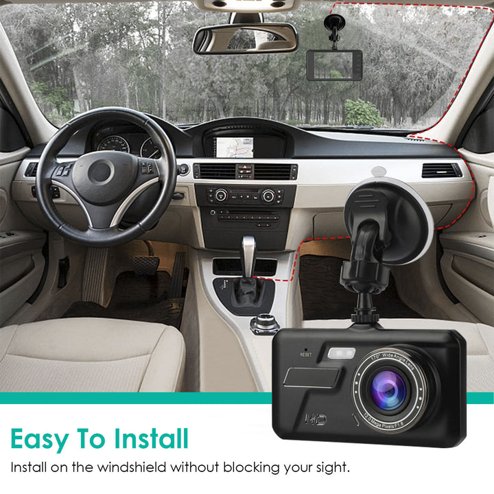 1080P Dual Dash Cam 4in Touch Screen Car Camera Recorder 170Degree HD Looping Recording Car DVR Image 6