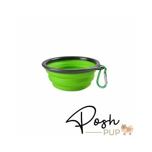 5" Green Silicone Portable Foldable Collapsible Pet Bowl Image 1