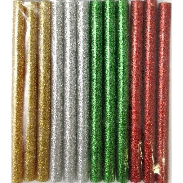 Set of 12 Glitter Hot Glue Sticks4 Assorted Colors by Apple Crafts Image 2