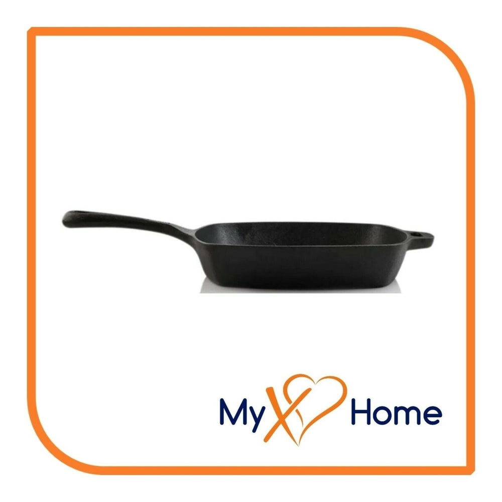 10 1/2" Square Pre-Seasoned Cast Iron Skillet with Helper Handle by MyXOHome Image 2