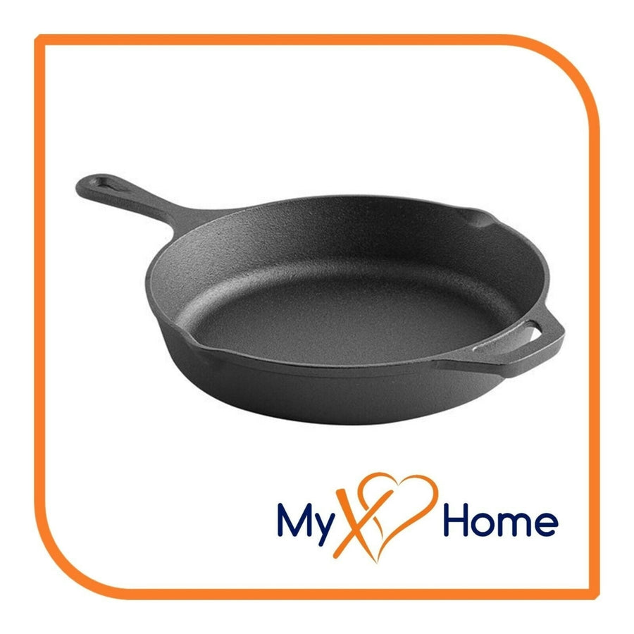10 1/4" Pre-Seasoned Round Cast Iron Skillet with Helper Handle by MyXOHome Image 1