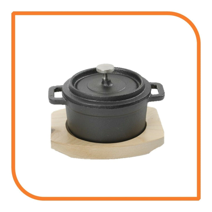 0.3 Qt Round Cast Iron w/Handles and Wooden Base by MyXOHome Image 6