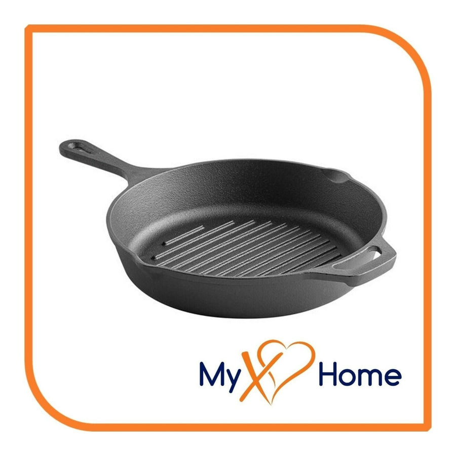 10 1/4" Pre-Seasoned Cast Iron Grill Pan by MyXOHome Image 1