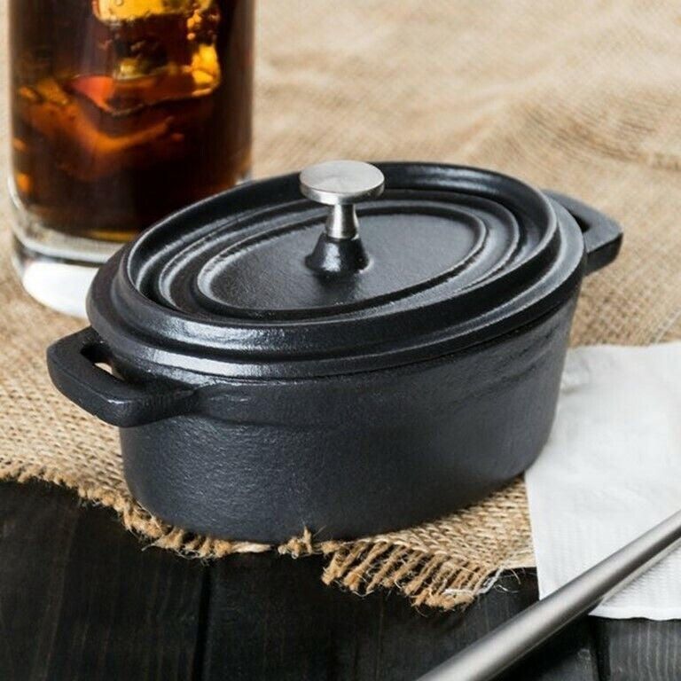 0.35 Qt Oval Cast Iron w/Handles and Wooden Base by MyXOHome Image 4
