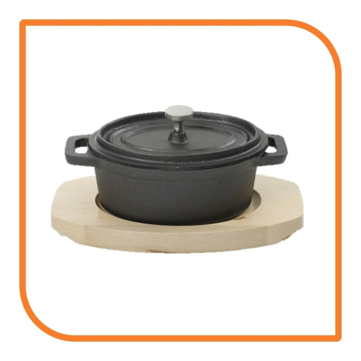 0.35 Qt Oval Cast Iron w/Handles and Wooden Base by MyXOHome Image 6