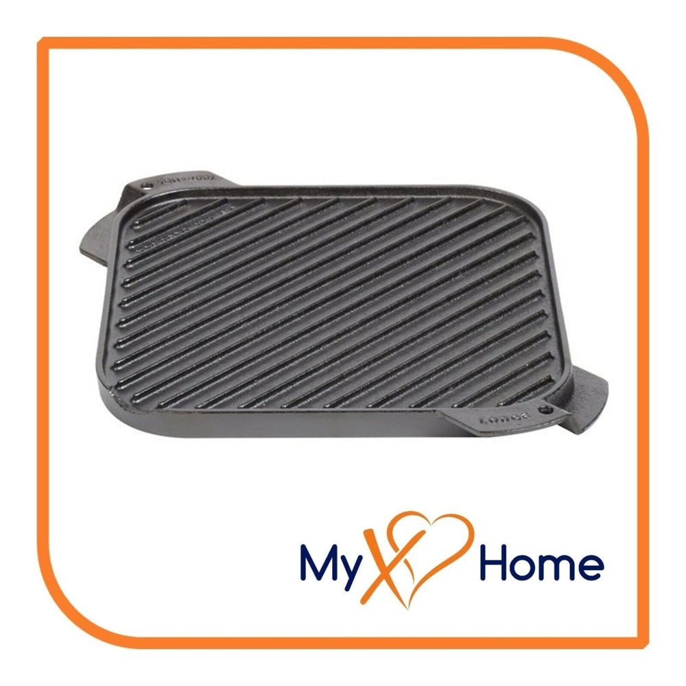10 1/2" Square Pre-Seasoned Reversible Cast Iron Griddle and Grill by MyXOHome Image 2