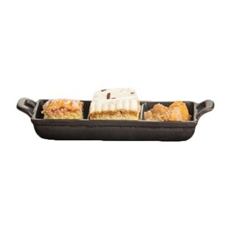 3 Compartment Pre-Seasoned Rectangular Mini Cast Iron Divided Server by MyXOHome Image 2