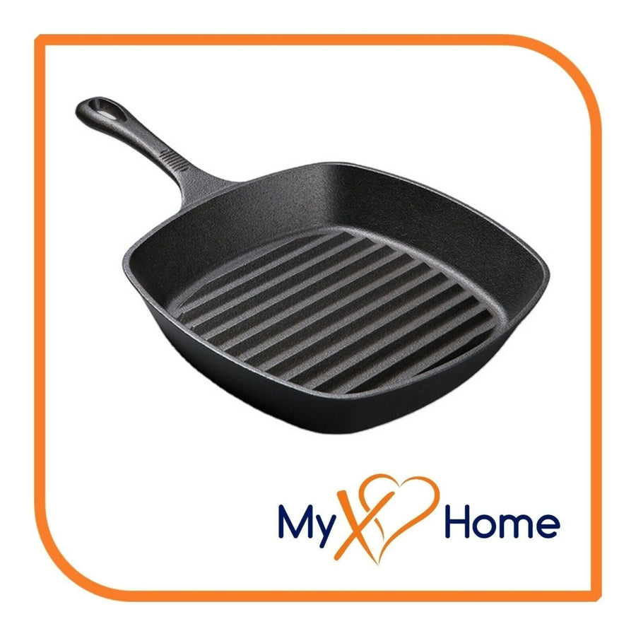8" Square Cast Iron Grill Skillet with Handle by MyXOHome Image 1