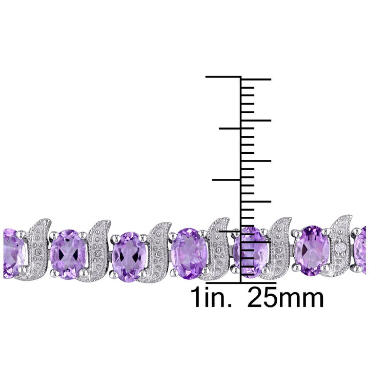 9.40 Carat (ctw) Amethyst Bracelet in Sterling Silver with Accent Diamonds Image 3