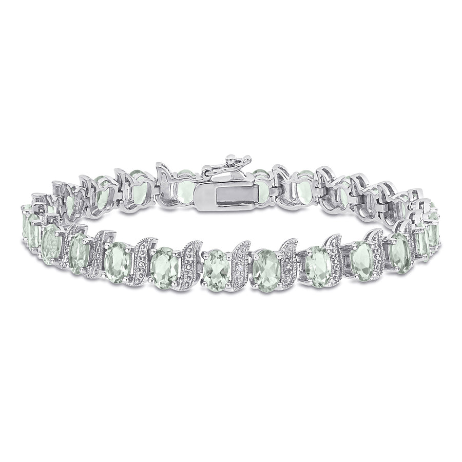 9.75 Carat (ctw) Green Quartz Bracelet in Sterling Silver (7 Inches) Image 1