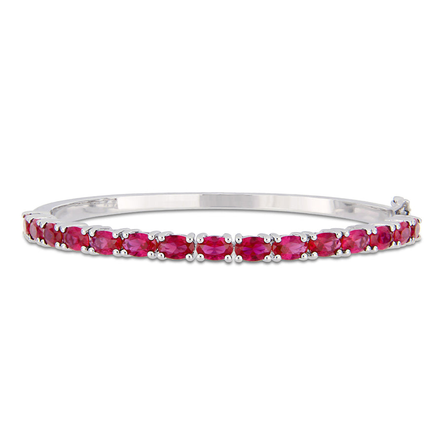 11 Carat (ctw) Lab-Created Ruby Bracelet Bangle in Sterling Silver (7 Inches) Image 1